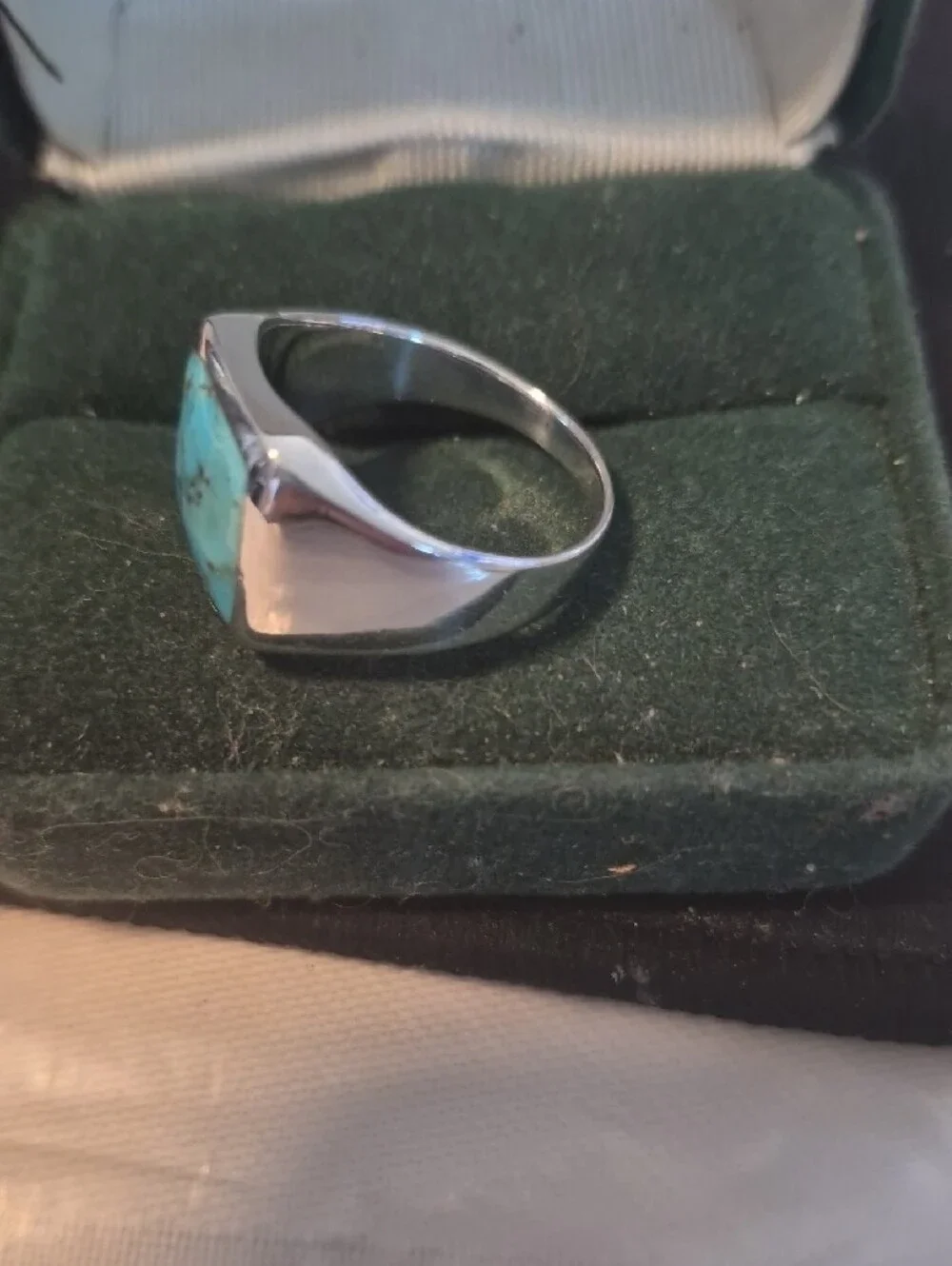 Turquoise Stone Silver Ring - Blue Turquoise Statement Ring